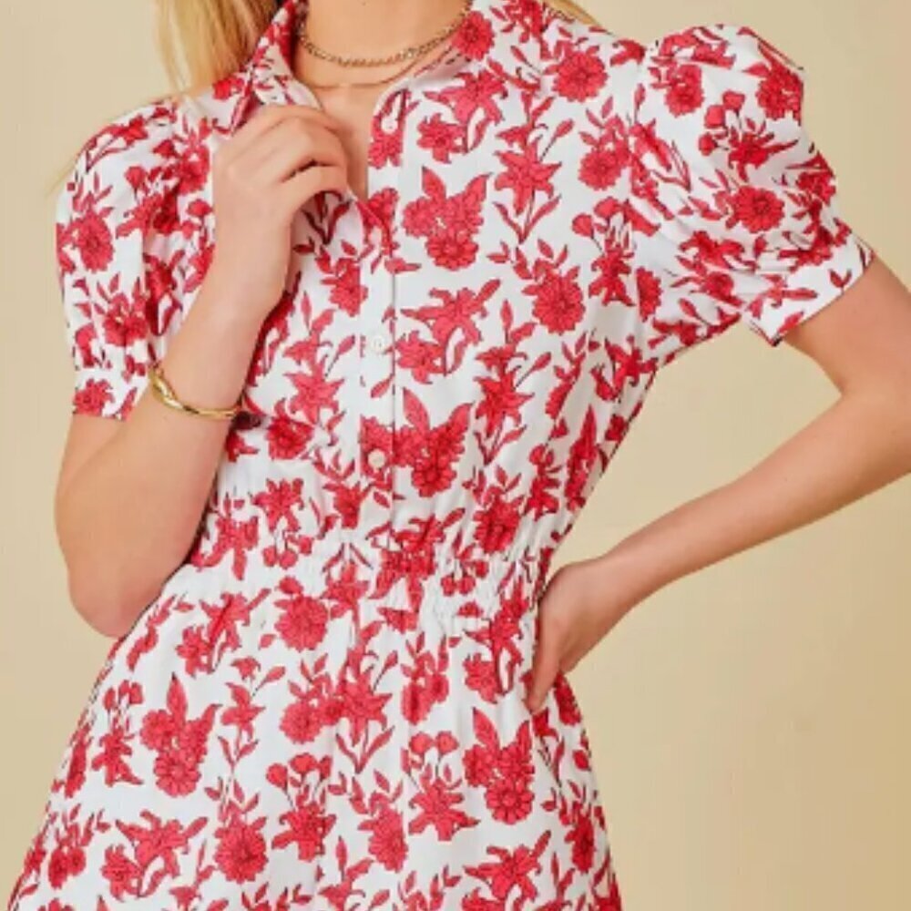 Main Strip Red and White Floral Jumpsuit